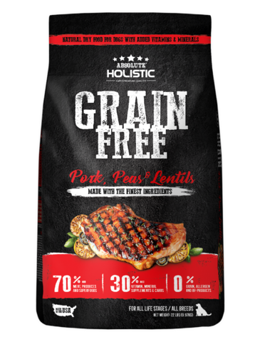 Absolute Holistic Grain Free Pork & Peas Dog Food 22lbs