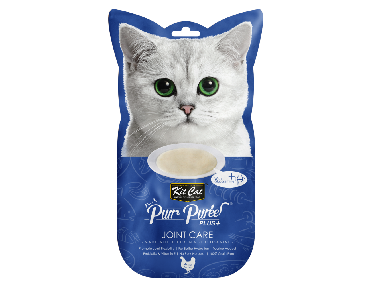 Kit Cat Purr Puree Plus+ Joint Care 4x15g (Chicken)