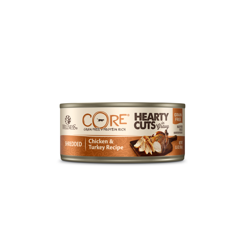 Wellness Core Hearty Cuts in Gravy for Cat – Shredded Chicken & Turkey 5.5oz