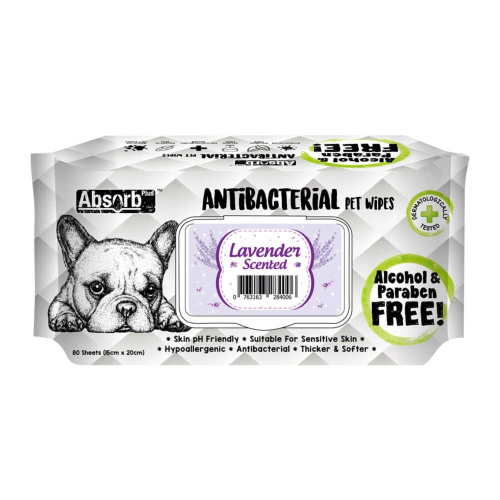 AbsorbPlus AntiBacterial Pet Wipes 80pcs