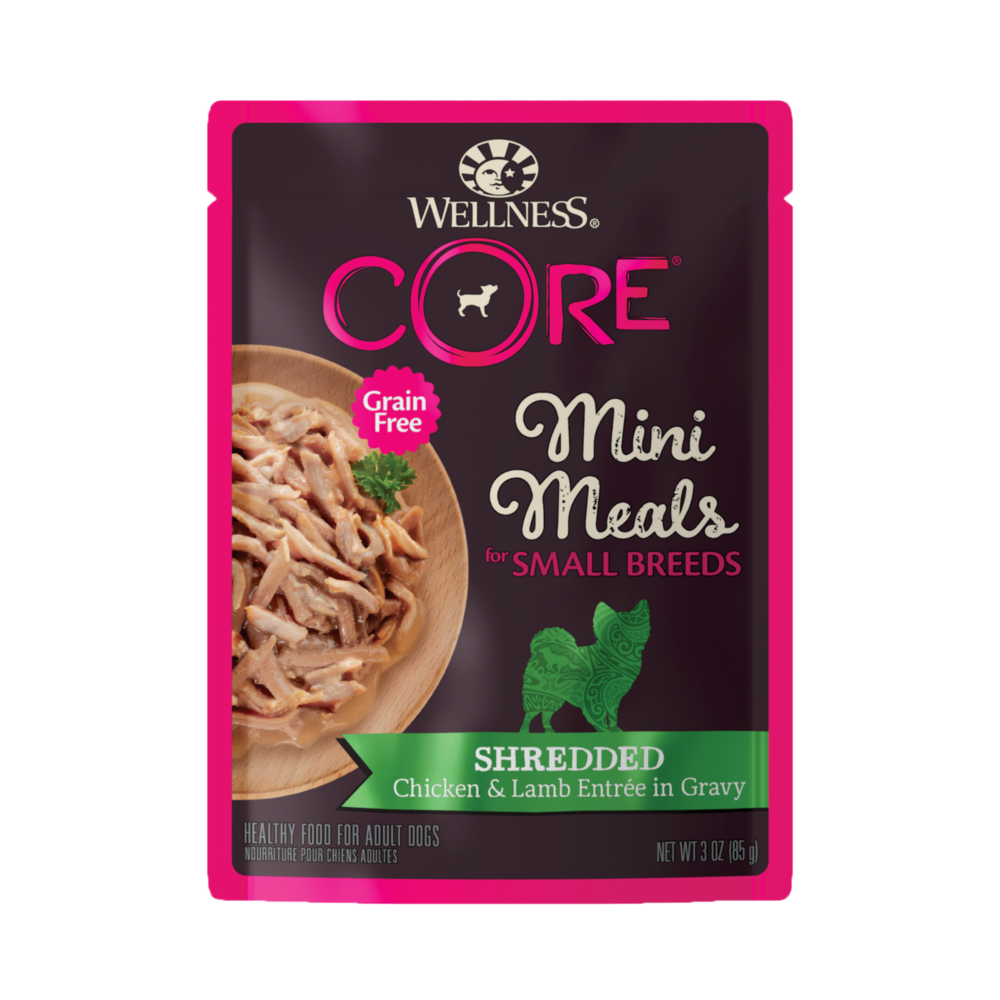 Wellness Core Small Dog Breed Mini Meals – Shredded Chicken & Lamb Entrée 3oz