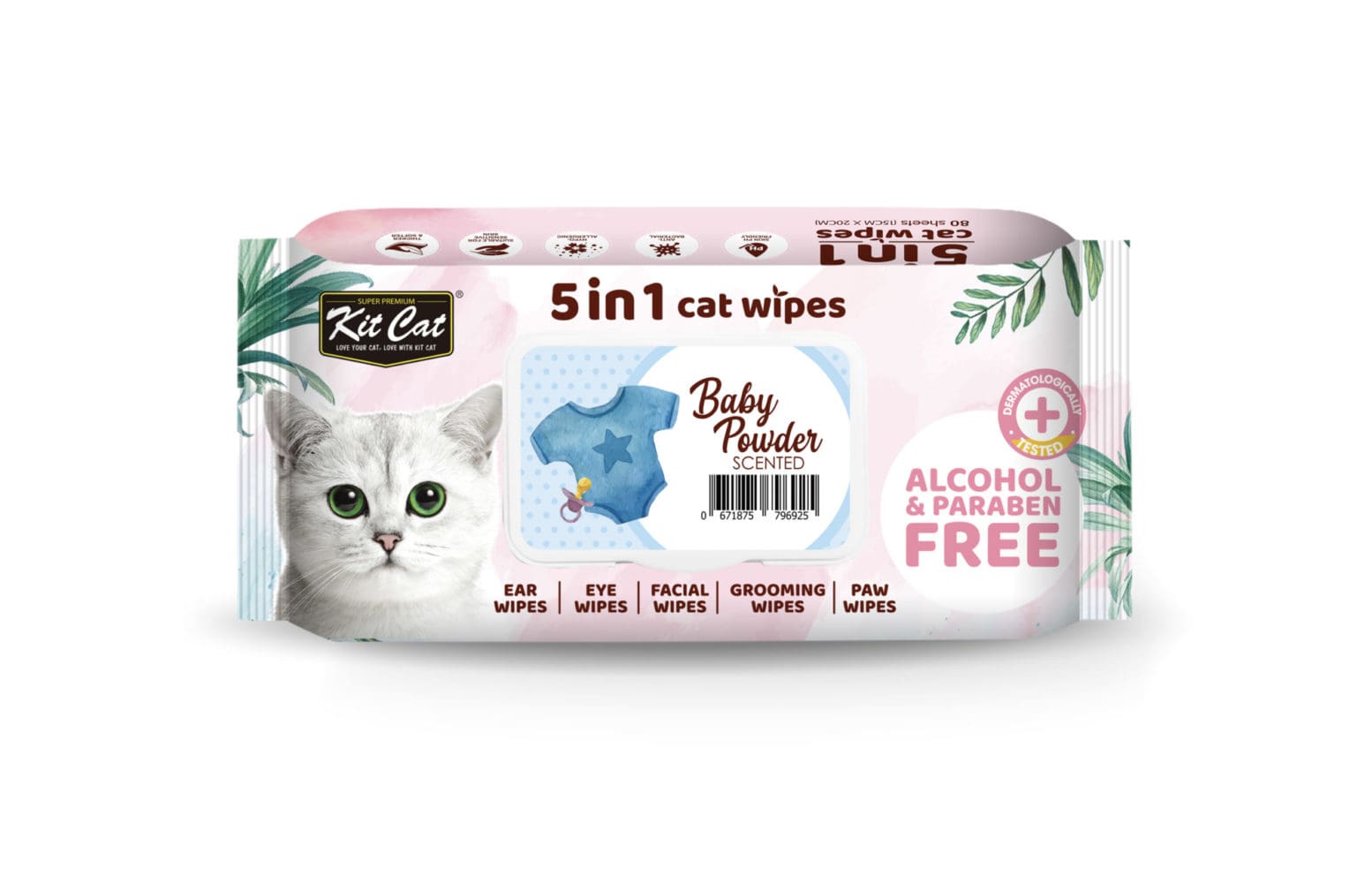 Kit Cat 5 in 1 Cat Wipes 80pcs (Baby powder)