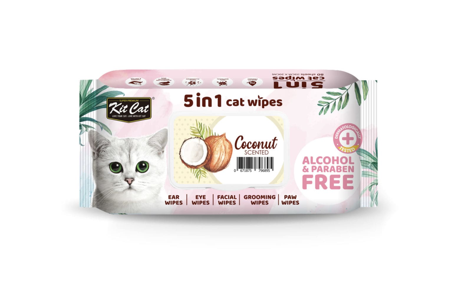 Kit Cat 5 in 1 Cat Wipes 80pcs (Coconut)