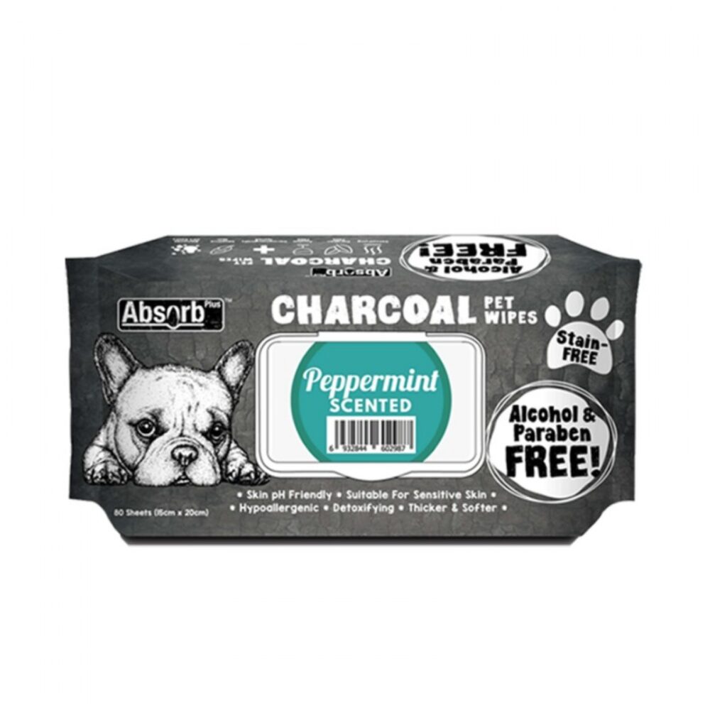 Absorb Plus Charcoal Pet Wipes 80pcs