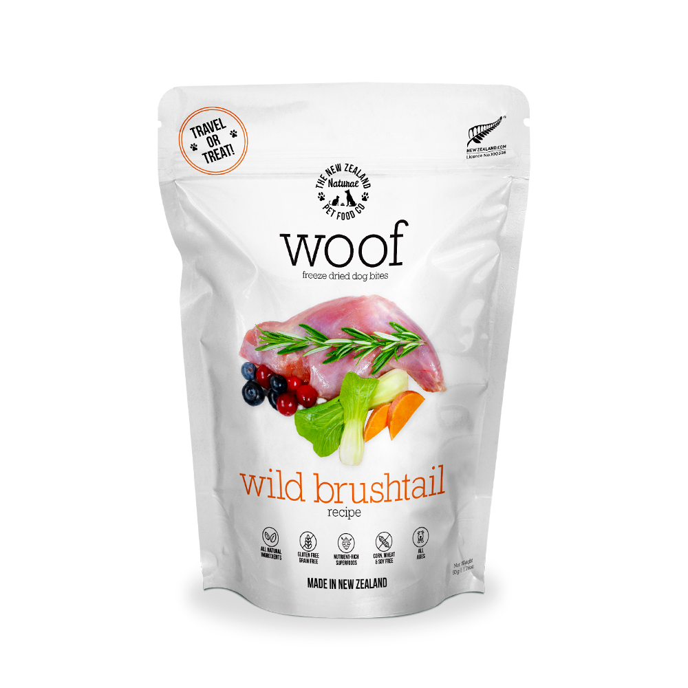 WOOF Freeze Dried Raw Wild Brushtail Dog 50g