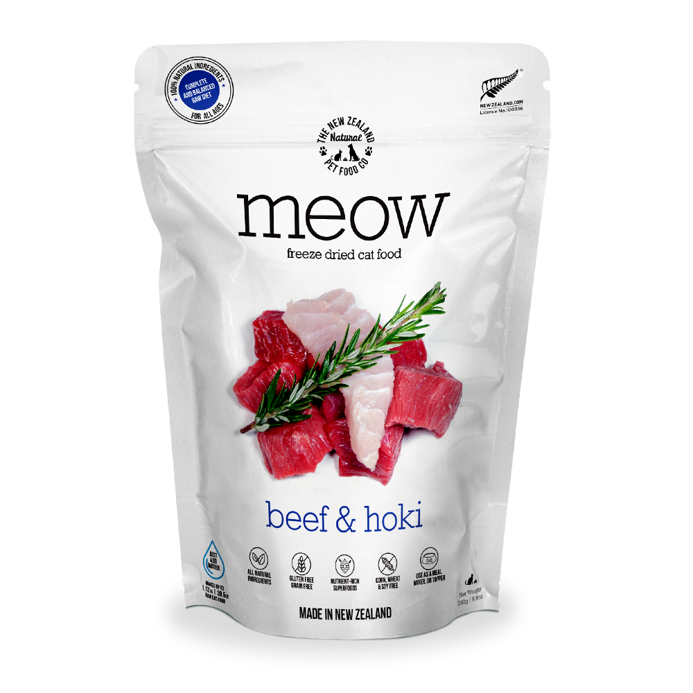 MEOW Freeze Dried Raw Beef & Hoki Cat 280g