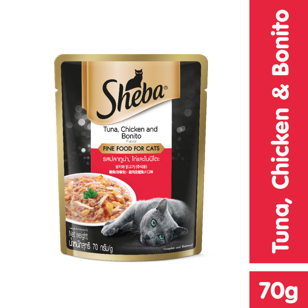 Sheba Pouch Cat Food Wet Food Tuna & Chicken w/ Bonito Flakes 70g