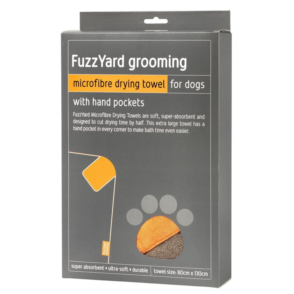 FuzzYard Brown With Orange Trim Microfibre Drying Towel