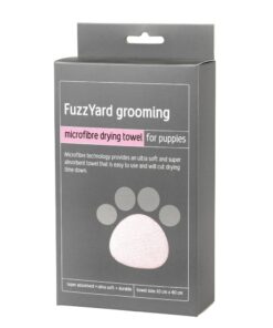 FuzzYard Pink With Grey Trim Microfibre Drying Towel For Puppies