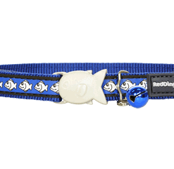 Red Dingo Cat Reflective Collar - Fish Dark Blue