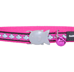 Red Dingo Cat Reflective Collar - Fish Hot Pink