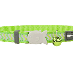 Red Dingo Cat Reflective Ziggy Collar - Lime Green
