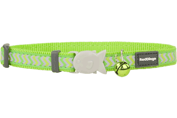 Red Dingo Cat Reflective Ziggy Collar - Lime Green