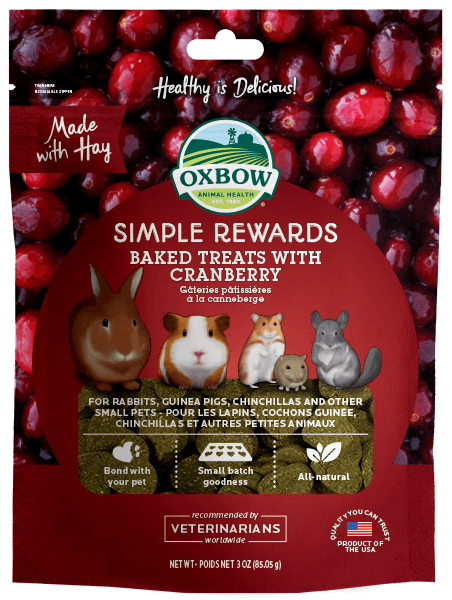 Oxbow Simple Rewards Baked Treats with Cranberry for Small Animals 3oz