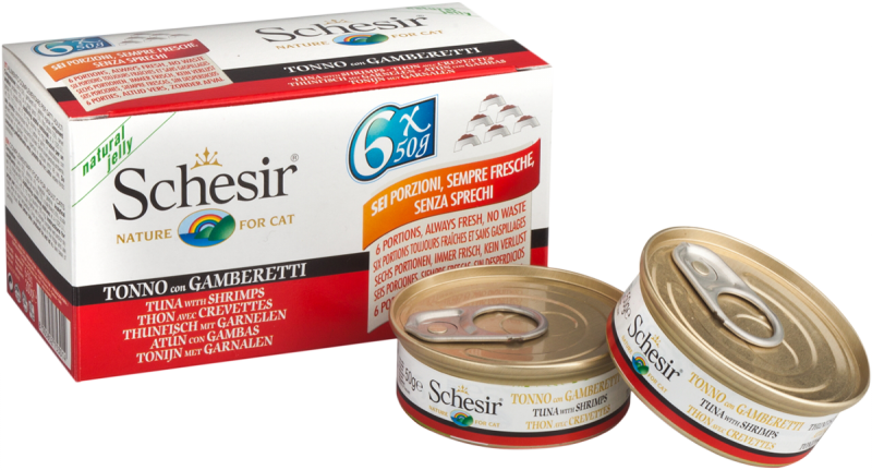 Schesir Cat Multipack in Jelly Tuna with Shrimps Wet Cat Food 50g