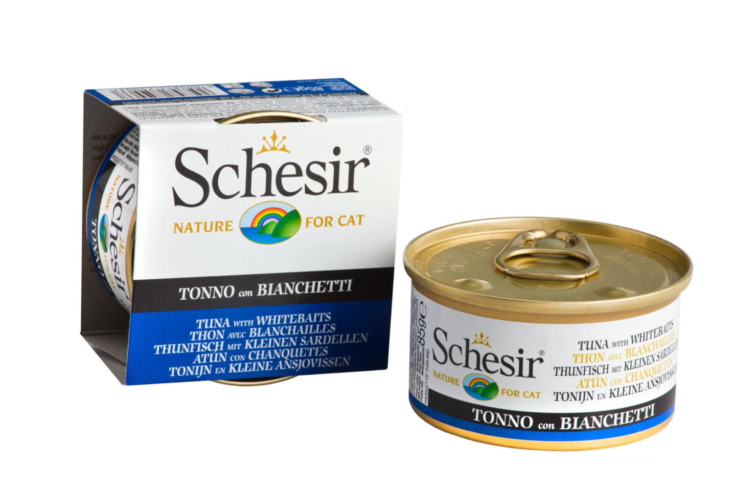 Schesir Cat Can in Jelly Tuna with Whitebait Wet Cat Food 85g