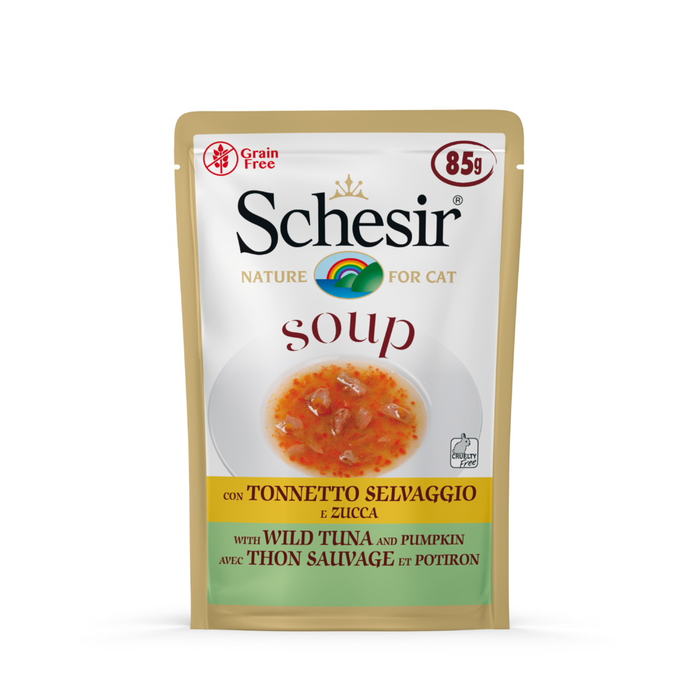 Schesir Cat Pouches in Soup With Wild Tuna and Pumpkin Wet Cat Food 85g