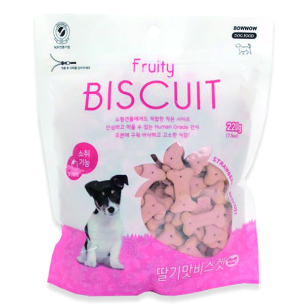 BOW WOW Strawberry Flavored Dog Biscuits 220g