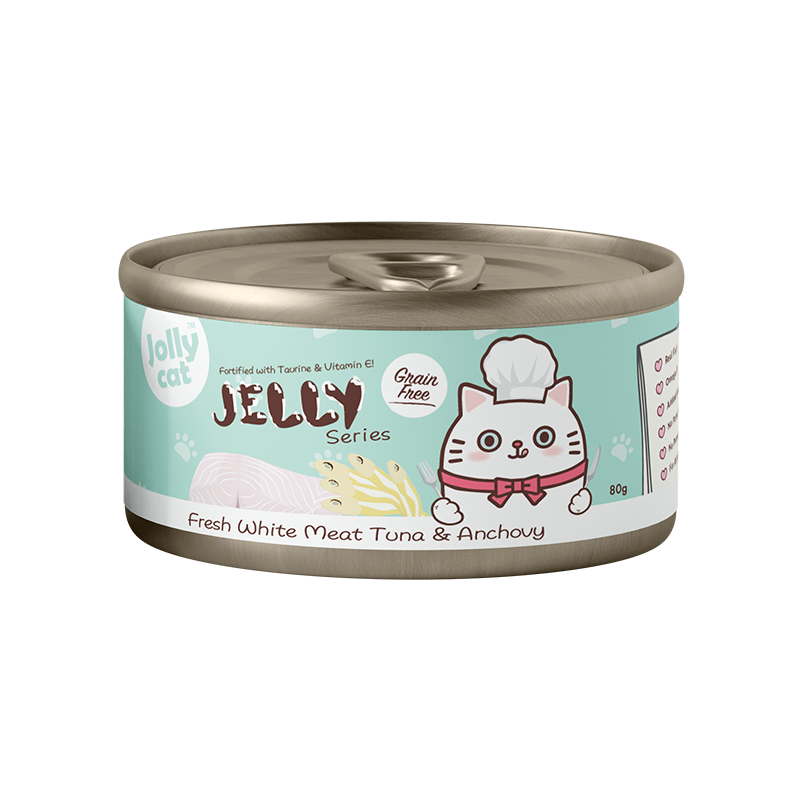 Jollycat Premium White Meat Tuna & Anchovy in Jelly Canned Food for Cats 80g