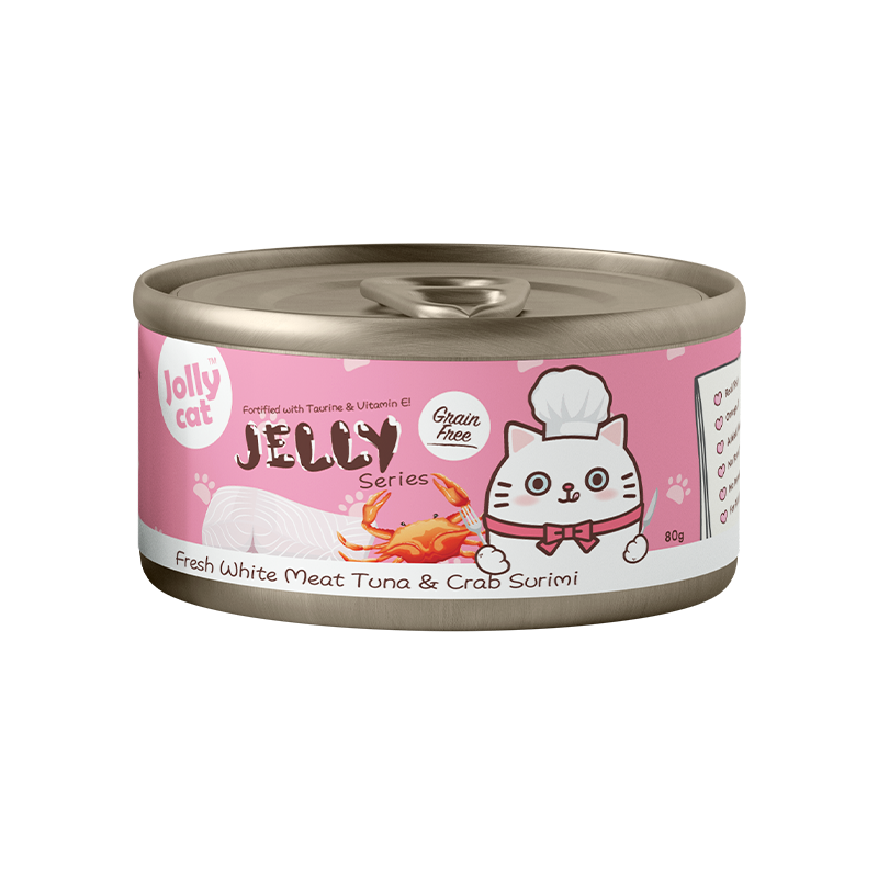 Jollycat Premium White Meat Tuna & Crab in Jelly Canned Food for Cats 80g
