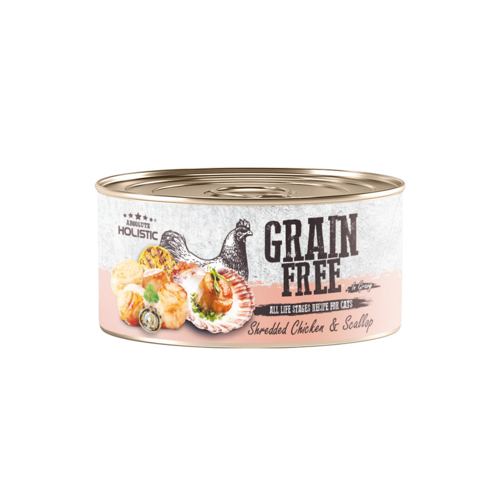 Absolute Holistic Grain Free Wet Cat Food, 80g (Shredded Chicken & Scallop)