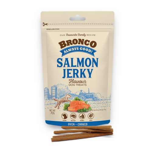 Bronco Jerky Salmon Dog Treats 70g