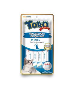 Toro Plus White Meat Tuna With Katsuobushi and DHA for Brain Function Support for Cats 15g x 5pcs