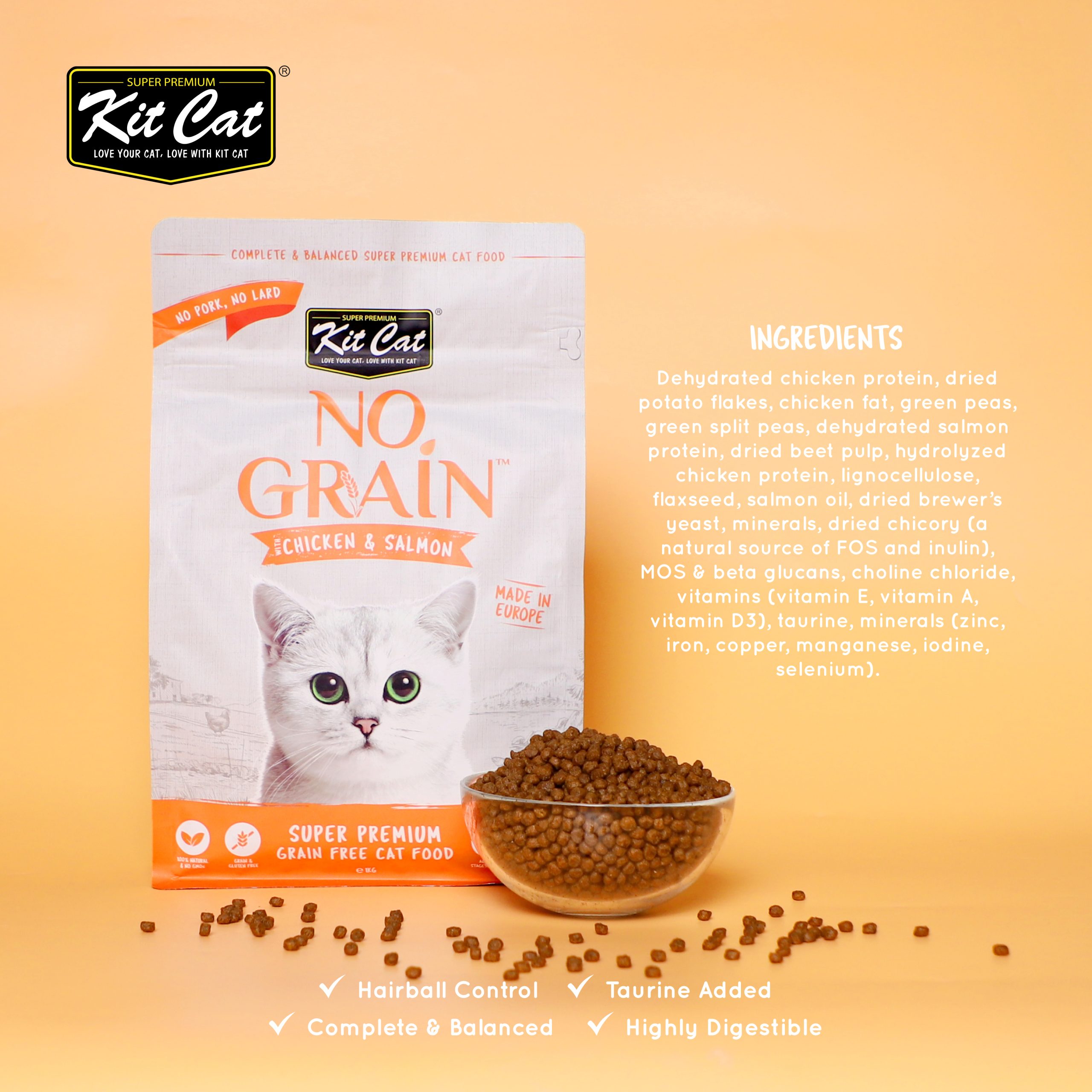 Kit Cat No Grain Dry Cat Food Chicken & Salmon (2 Sizes) | PetMall ...