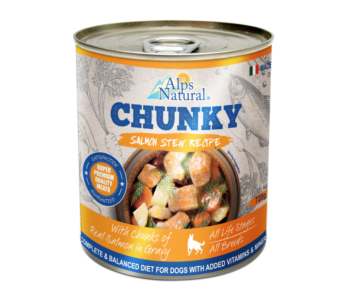 Alps Natural Chunky Salmon Stew Recipe Dog Canned Food Wet Dog Food 720g