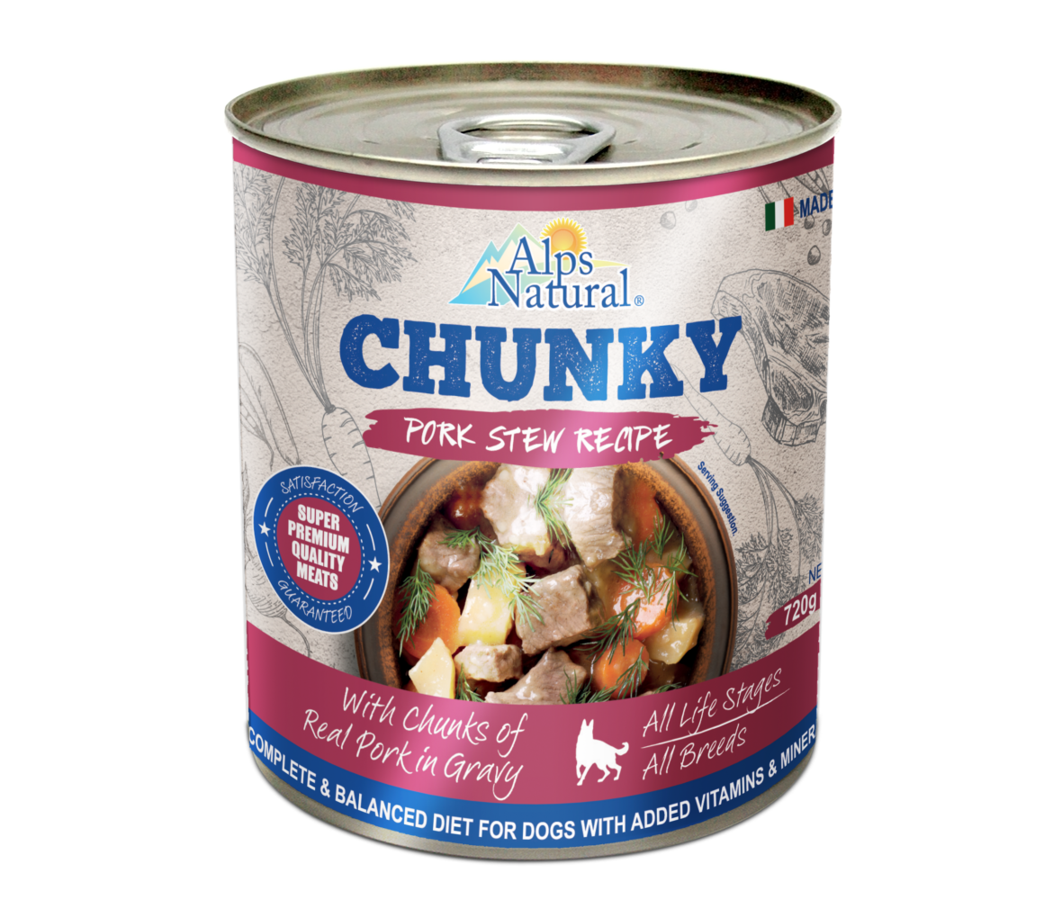 Alps Natural Chunky Pork Stew Recipe Dog Canned Food Wet Dog Food 720g