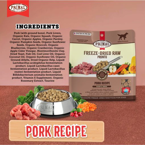 Primal Canine Freeze Dried Raw Pronto Dog Food - Pork