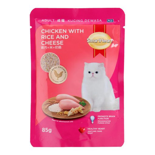 Smartheart Chicken with Rice & Cheese Pouch Cat Food 85g