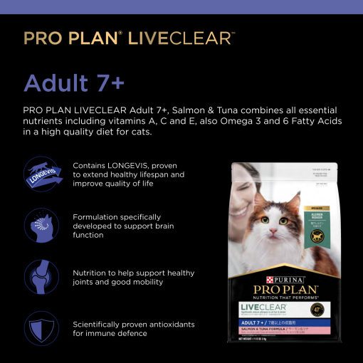 Purina Pro Plan Liveclear Adult 7+ With Probiotics Dry Cat Food Salmon & Tuna