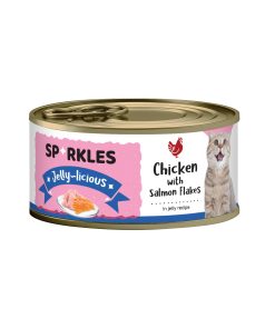 Sparkles Jelly-licious Chicken With Salmon Flakes Canned Cat Food 80g