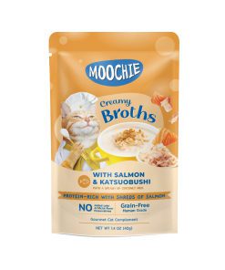 Moochie Creamy Broth with Salmon & Katsuobushi Wet Cat Food 40g